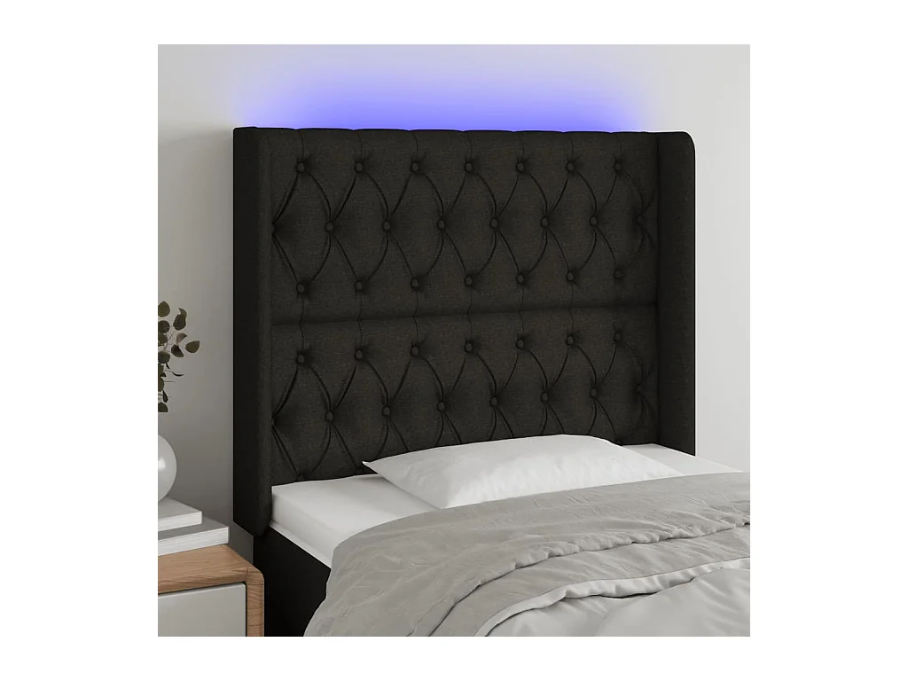 Tête de lit à LED Noir 93x16x118/128 cm Tissu