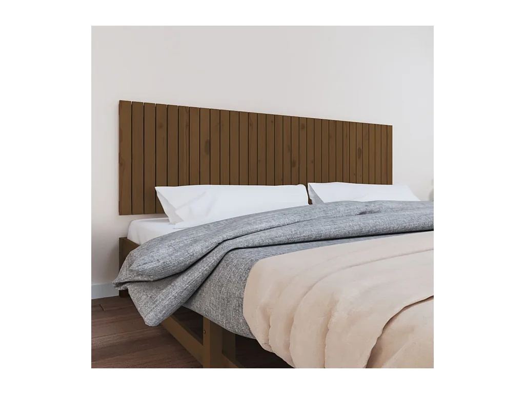 Tête de lit murale Marron miel 204x3x60 cm Bois massif de pin