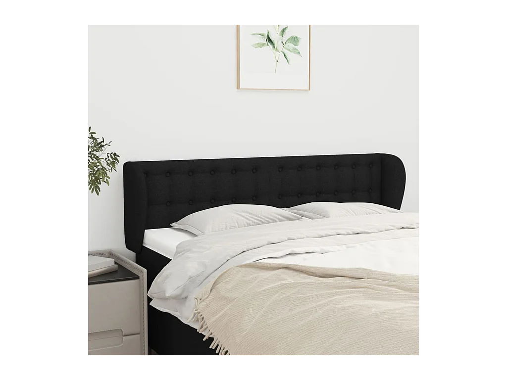 Hoofdbord met randen 147x23x78/88 cm stof zwart