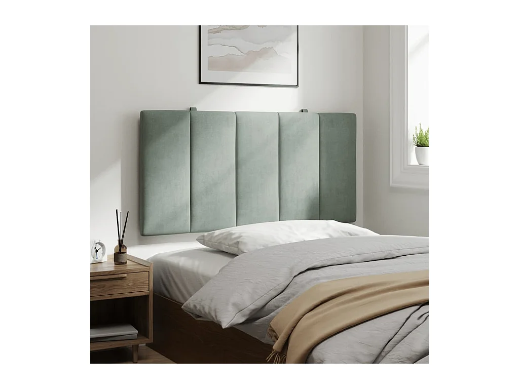 Tête de lit coussin gris clair 100 cm velours