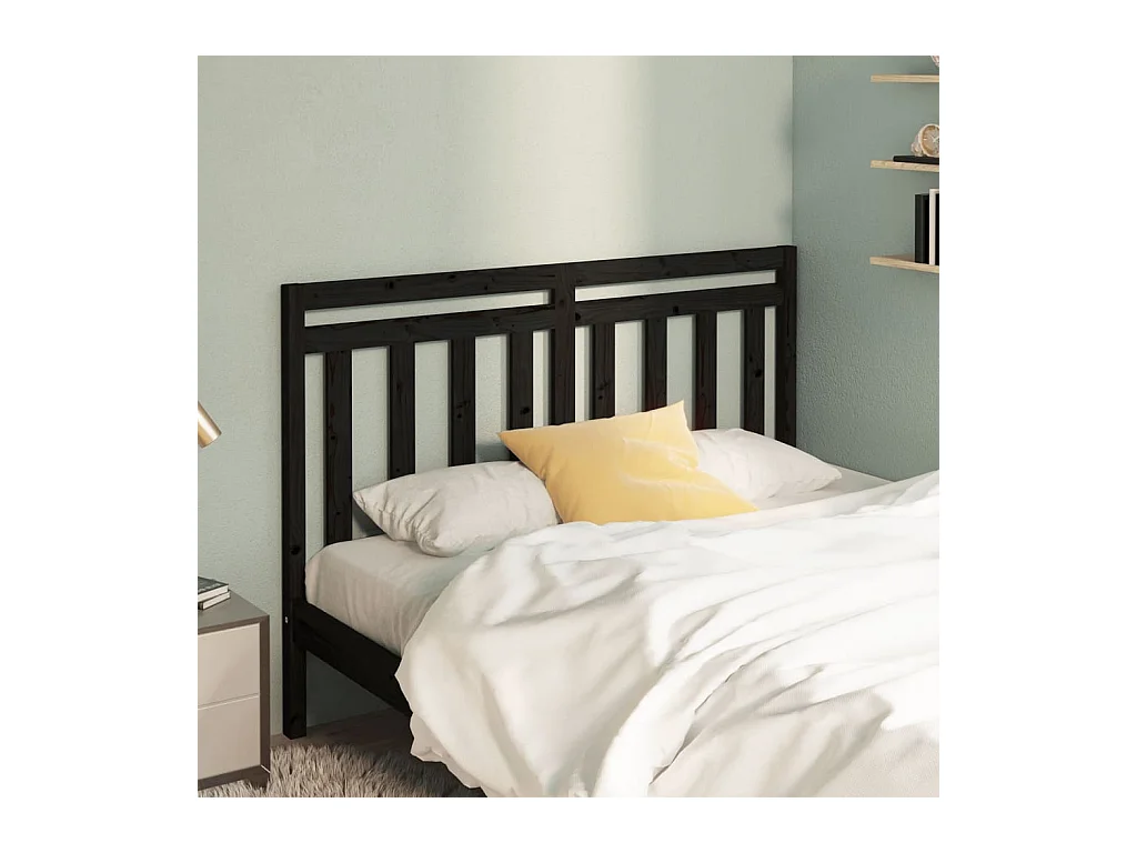 Cabeceira de cama 156x4x100 cm pinho maciço preto