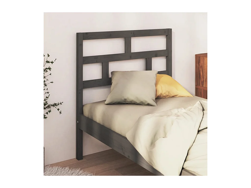 Cabecero de cama madera maciza de pino gris 106x4x100 cm