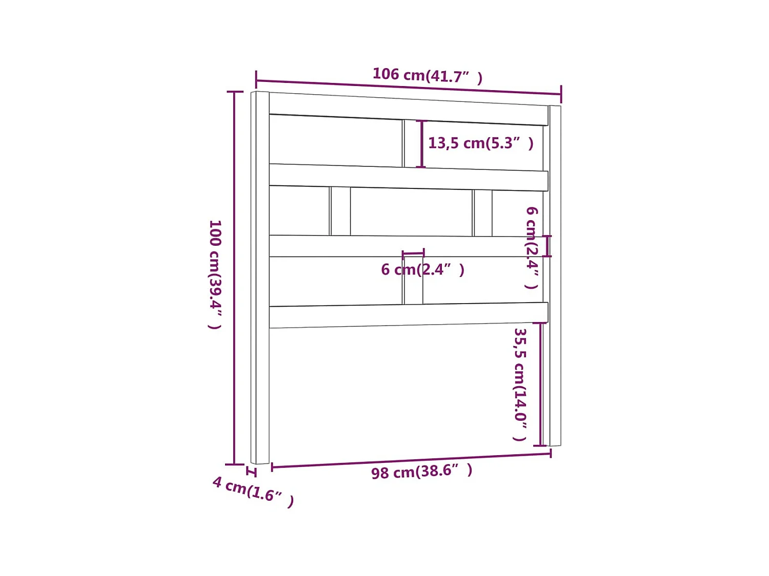 Cabecero de cama madera maciza de pino gris 106x4x100 cm