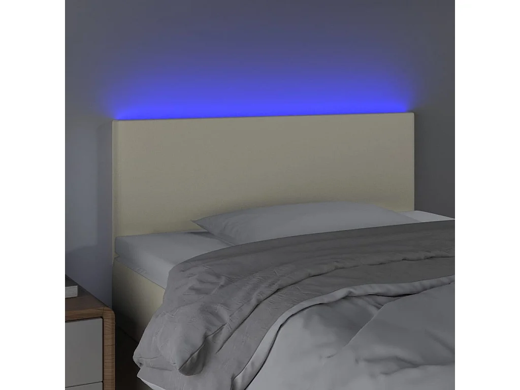 Hoofdbord LED 100x5x78/88 cm kunstleer crèmekleurig