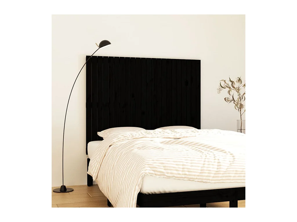 Tête de lit murale Noir 140x3x110 cm Bois massif de pin