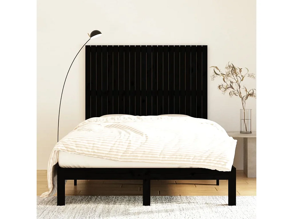 Tête de lit murale Noir 140x3x110 cm Bois massif de pin