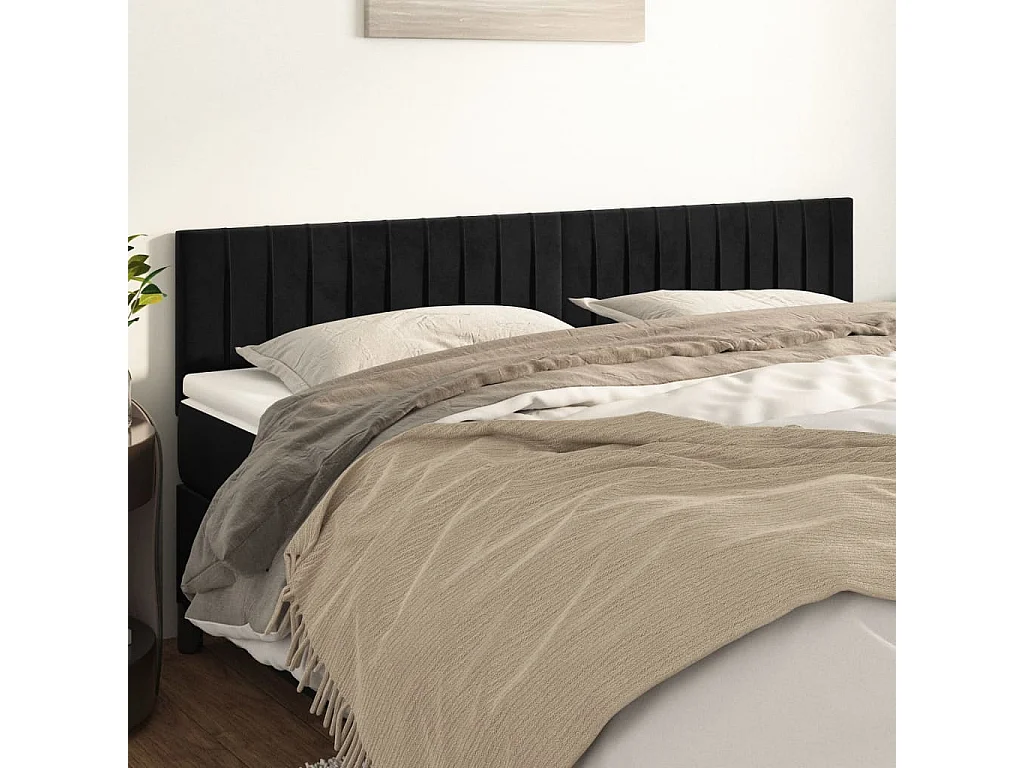 Cabeceira de cama 2 peças veludo 90x5x78/88 cm preto