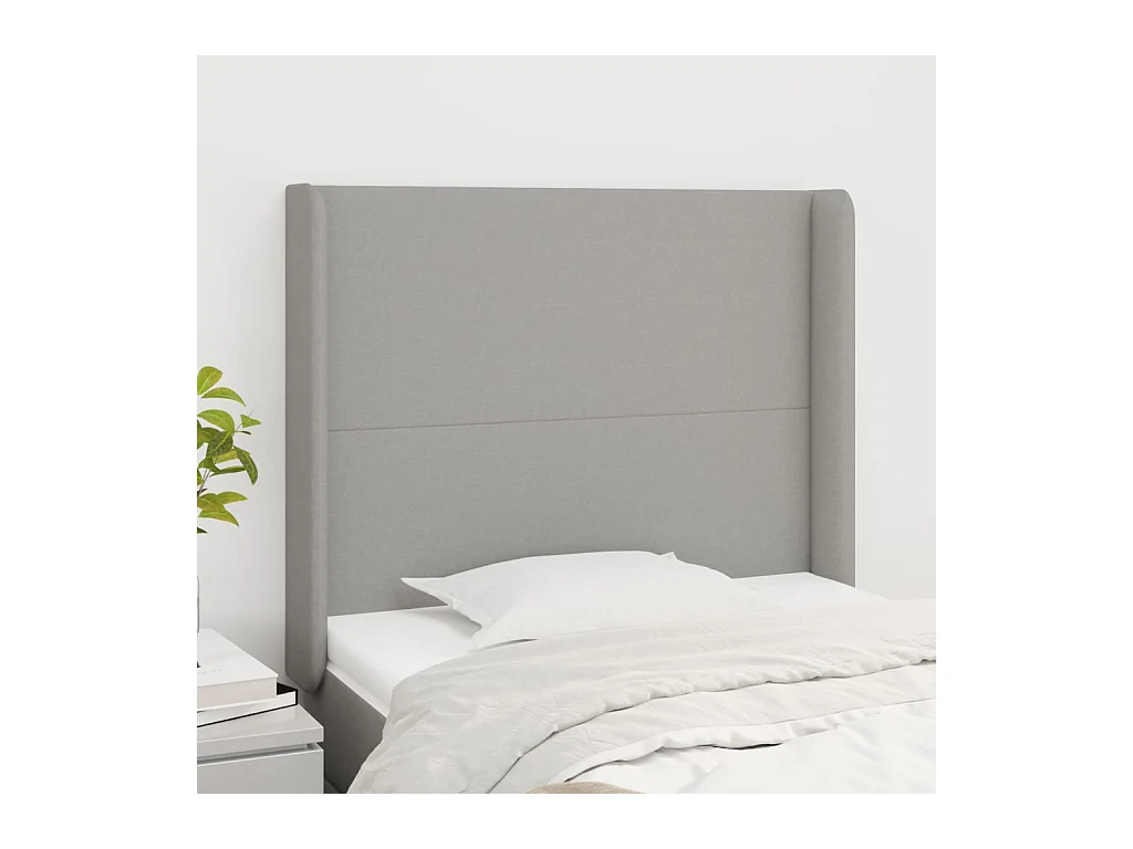 Tête de lit avec oreilles Gris clair 103x16x118/128 cm Tissu