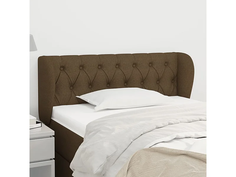 Tête de lit avec oreilles Marron foncé 93x23x78/88 cm Tissu