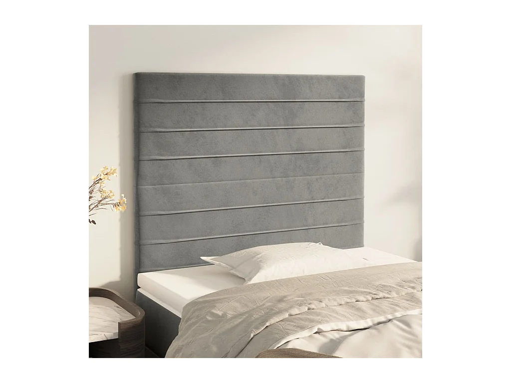 Hoofdborden 2 st 100 x 5 x 78/88 cm fluweel lichtgrijs