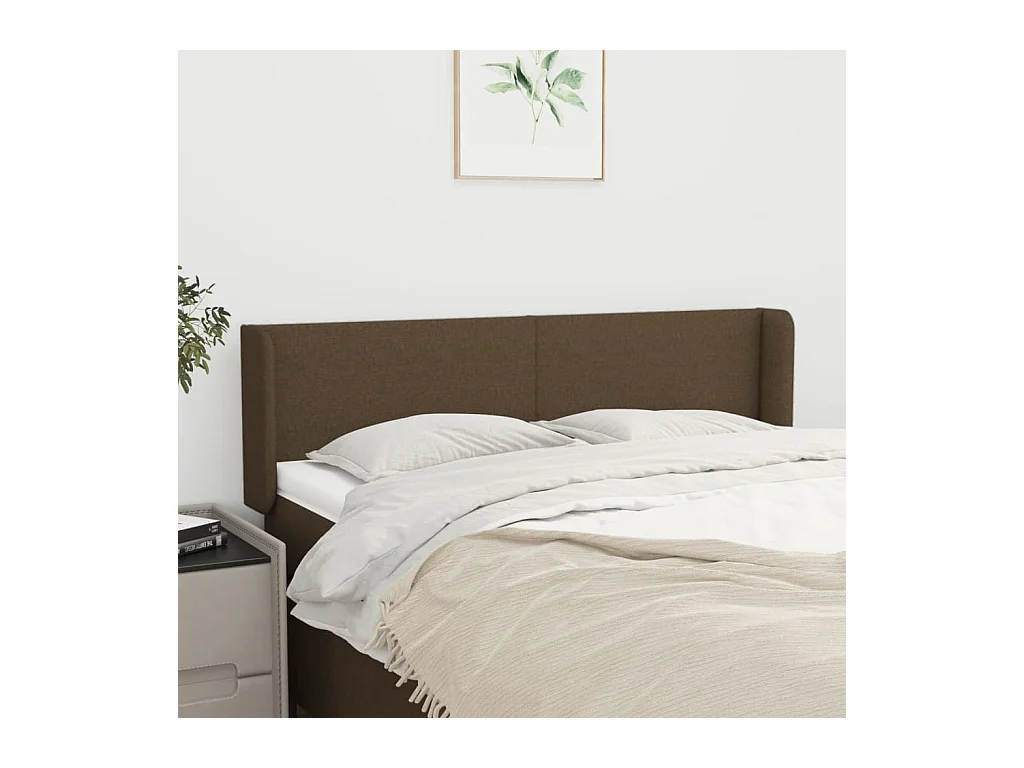 Tête de lit avec oreilles Marron Foncé 147x16x78/88 cm Tissu