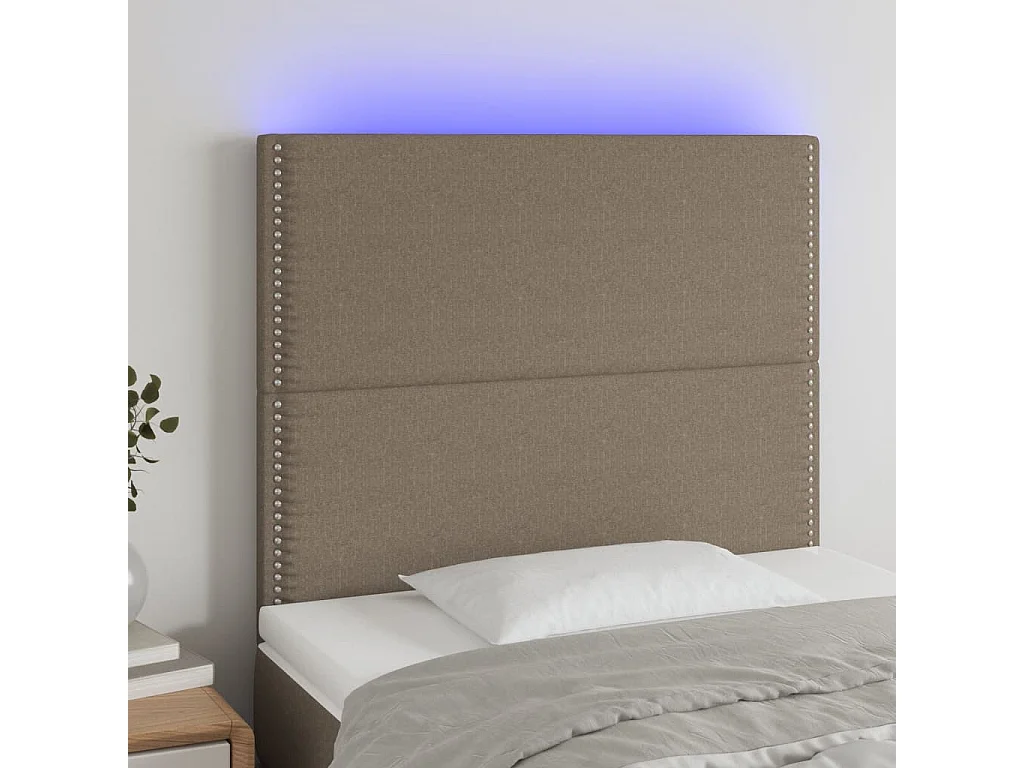 Cabecero con luces LED tela gris taupe 90x5x118/128 cm