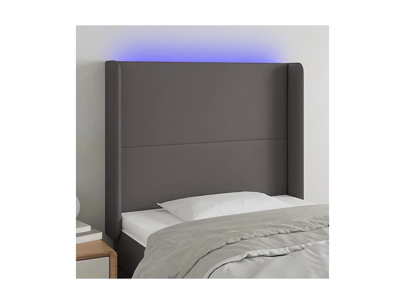 Tête de lit à LED Gris 83x16x118/128 cm Similicuir