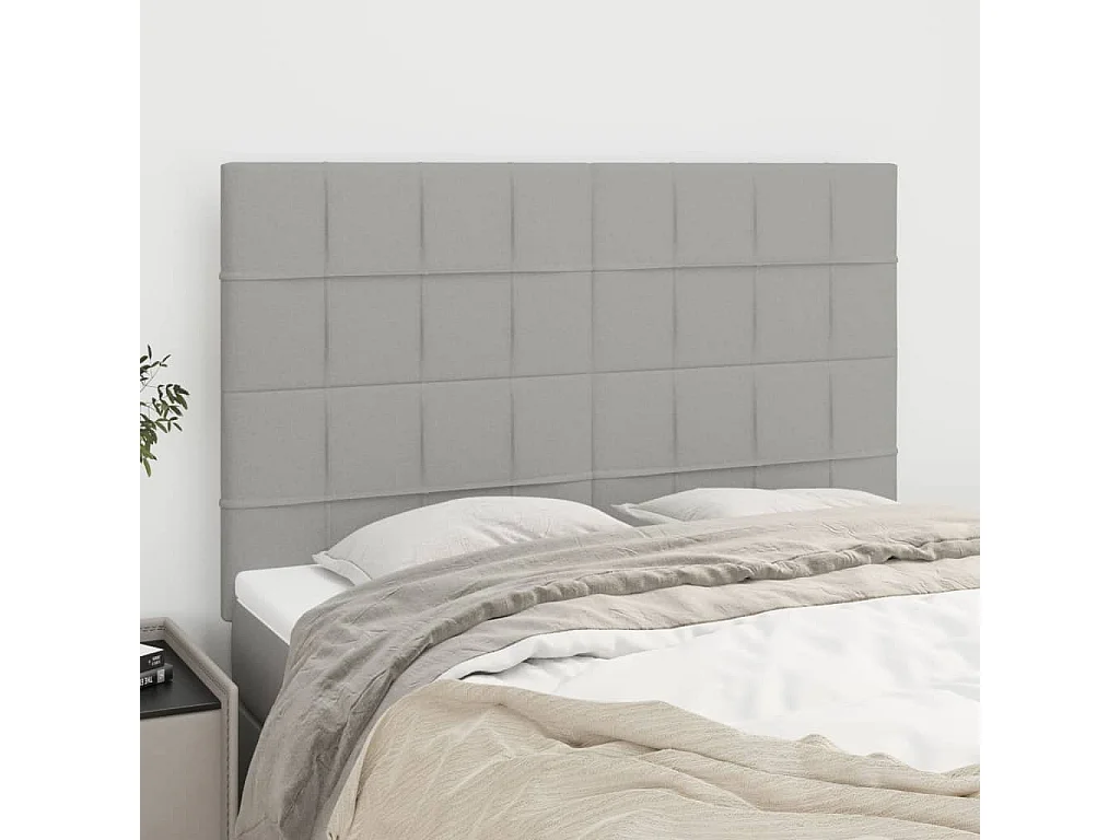 Cabeceira de cama 4 peças tecido 72x5x78/88 cm cinzento-claro