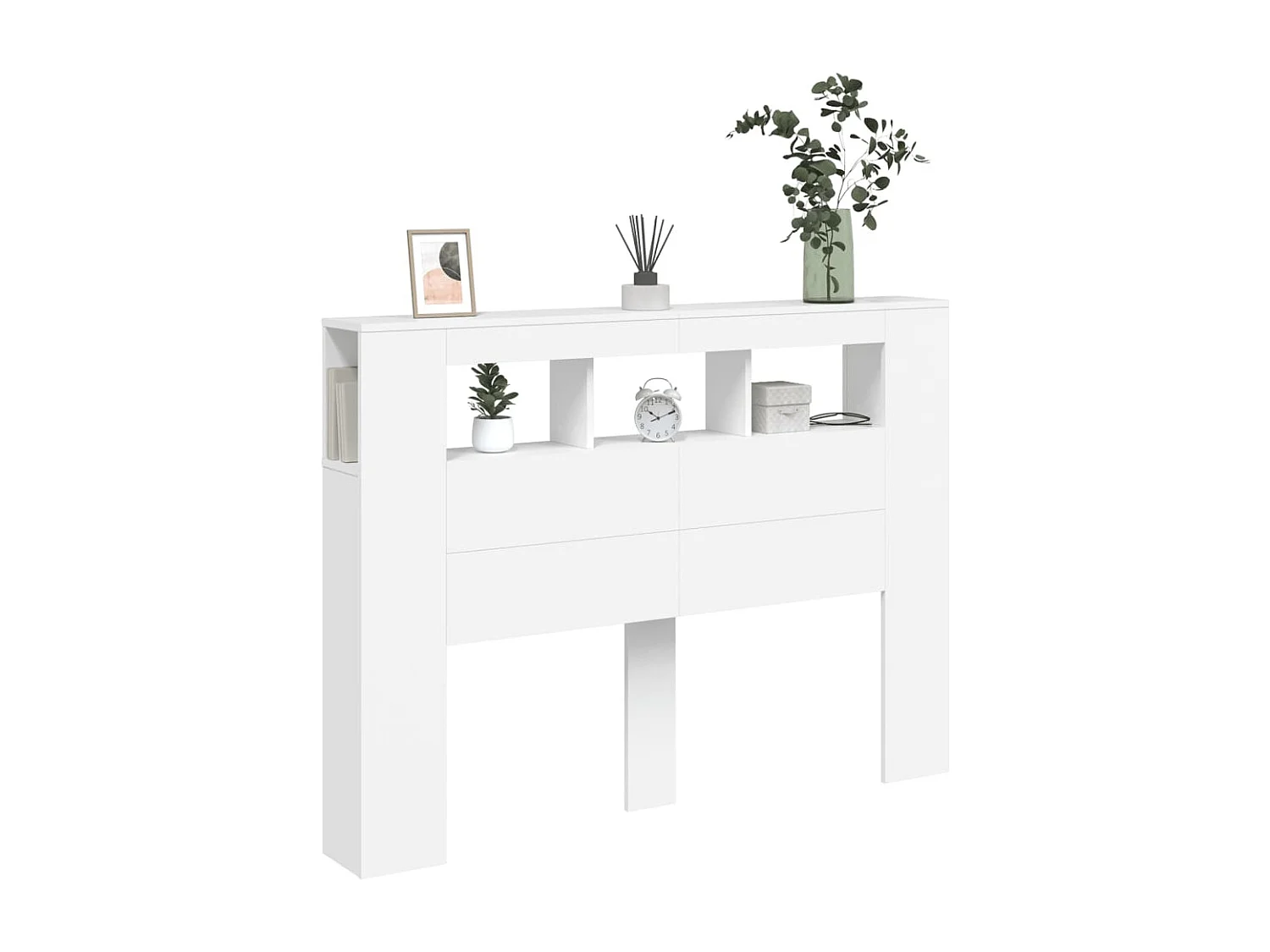 Tête de lit à LED blanc 140x18,5x103,5 cm bois d'ingénierie