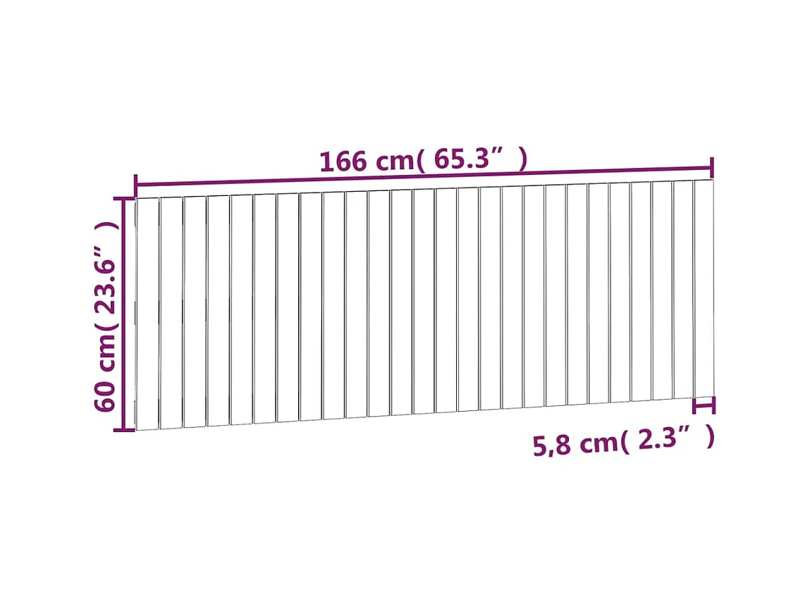 Wandhoofdbord 166x3x60 cm massief grenenhout honingbruin
