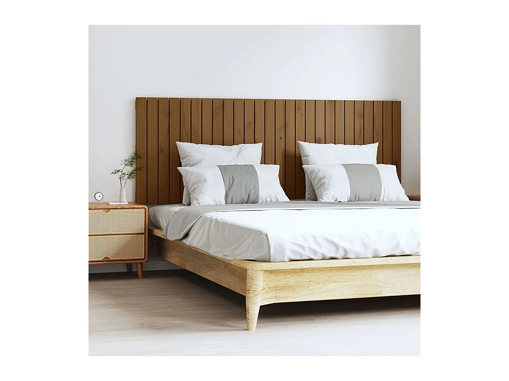 Tête de lit murale Marron miel 166x3x60 cm Bois massif de pin