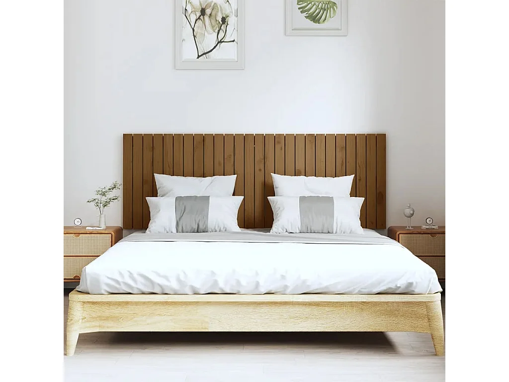 Tête de lit murale Marron miel 166x3x60 cm Bois massif de pin