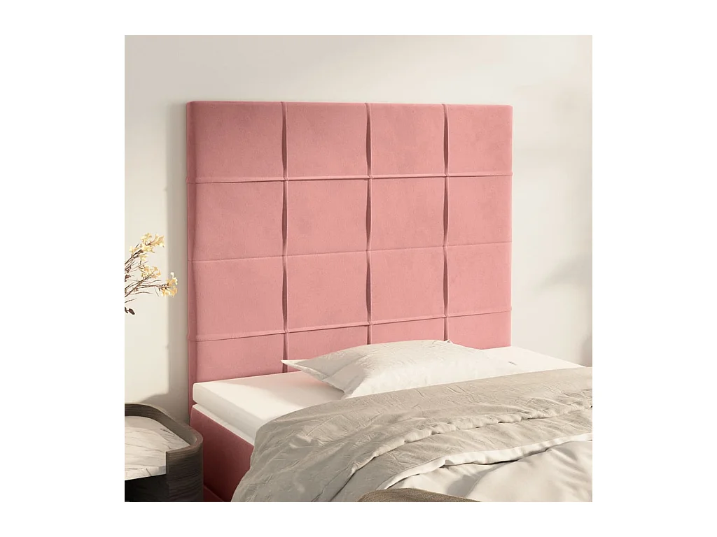 Tête de lit 2 pièces Rose 100x5x78/88 cm Velours