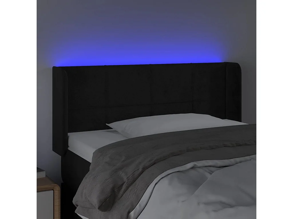 Cabecero con LED de terciopelo negro 103x16x78/88 cm
