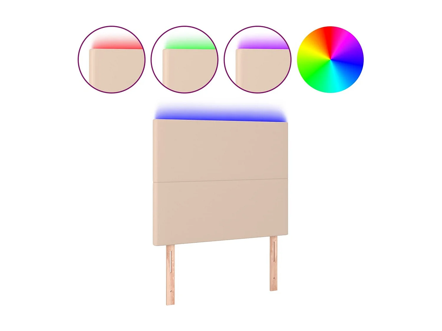 Cabeceira cama c/ LED couro artif. 100x5x118/128 cm cappuccino