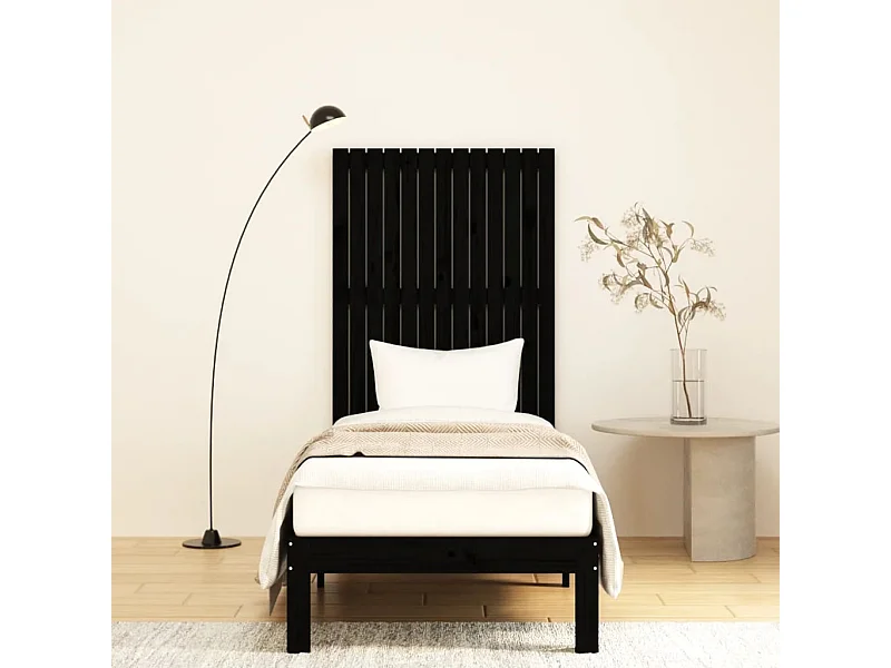 Cabecero de cama pared madera maciza pino negro 82,5x3x110 cm
