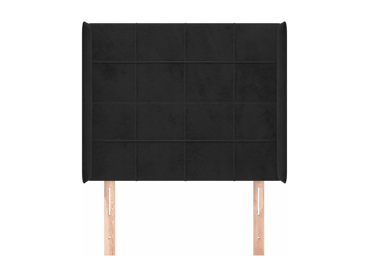 Cabecero con orejas de terciopelo negro 93x16x118/128 cm