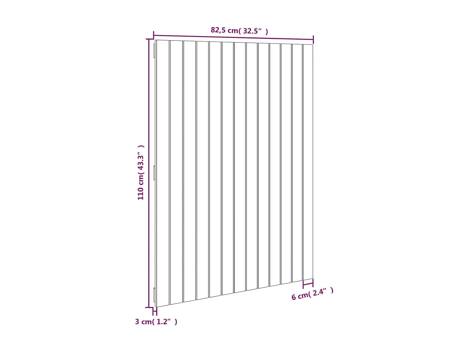 Cabecero de cama pared madera maciza pino blanco 82,5x3x110 cm
