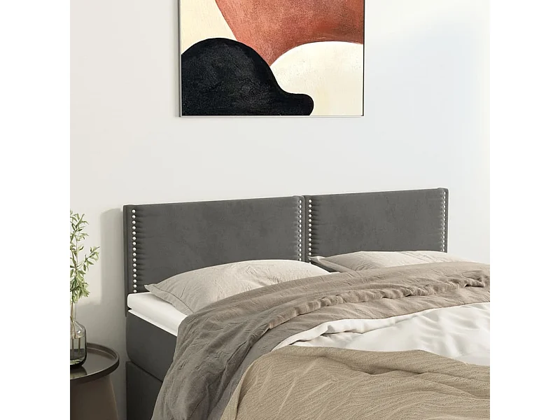 Tête de lit 2 pièces Gris foncé 72x5x78/88 cm Velours