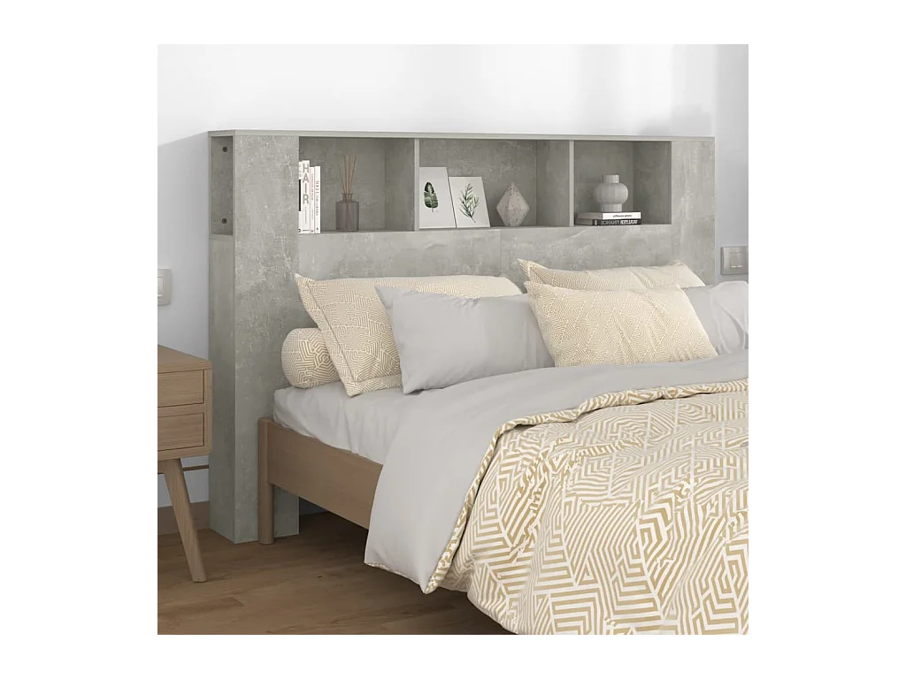 Armoire de tête de lit Gris béton 160x18,5x104,5 cm