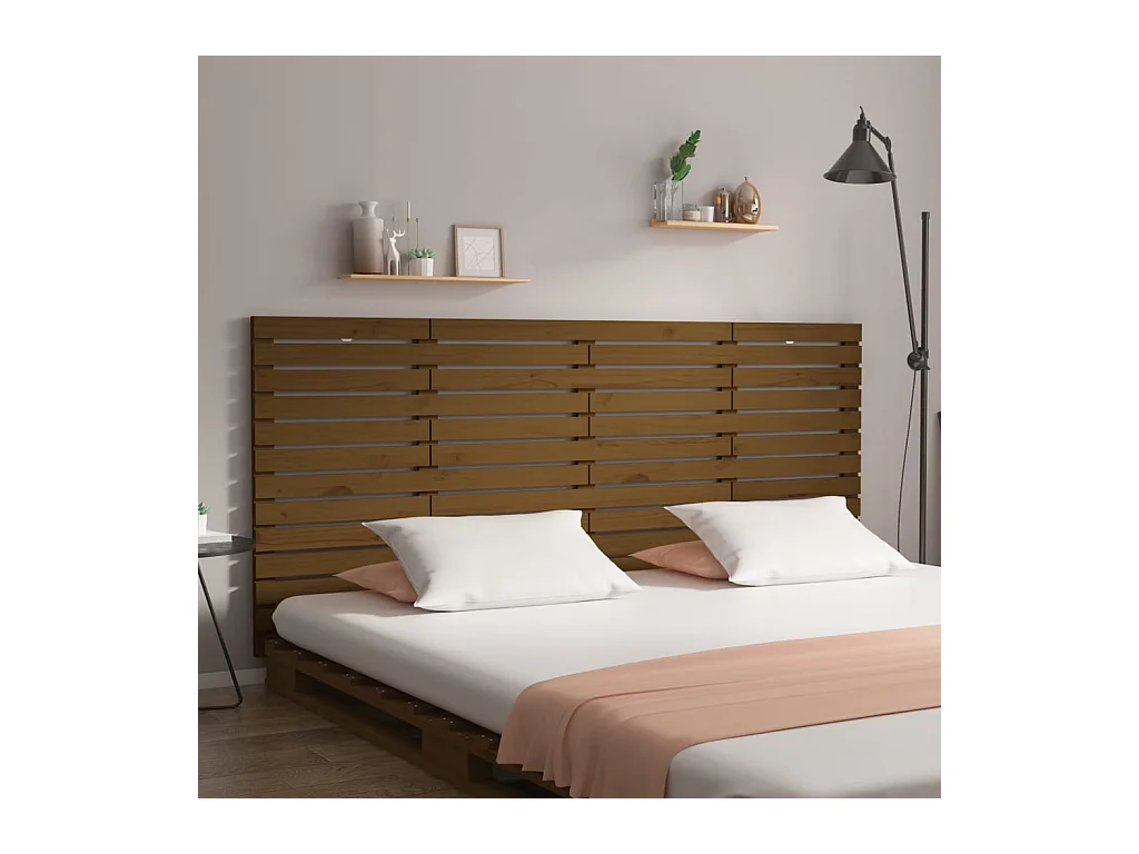 Tête de lit murale Marron miel 166x3x91,5 cm Bois massif de pin