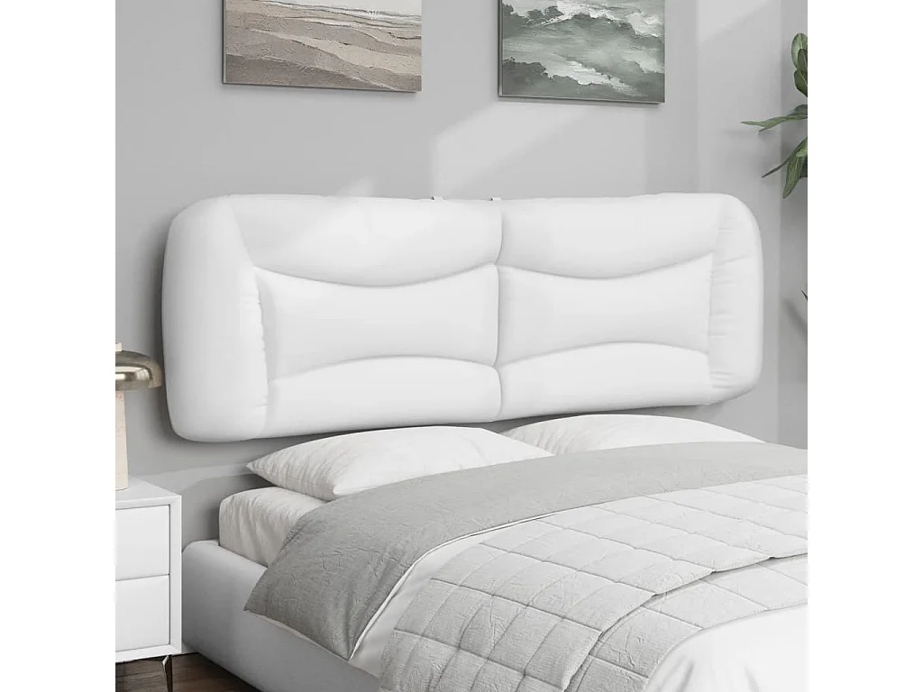 Tête de lit coussin blanc 160 cm similicuir