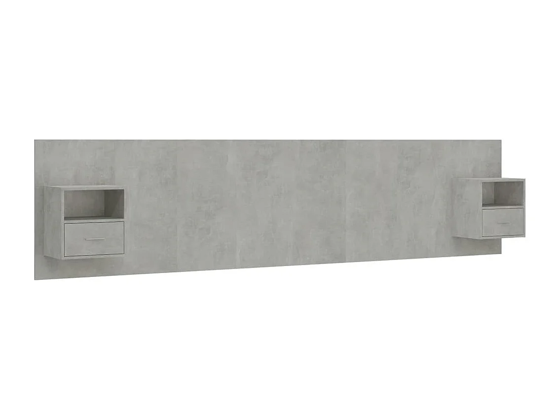 Tête de lit avec armoires Gris béton Bois d'ingénierie