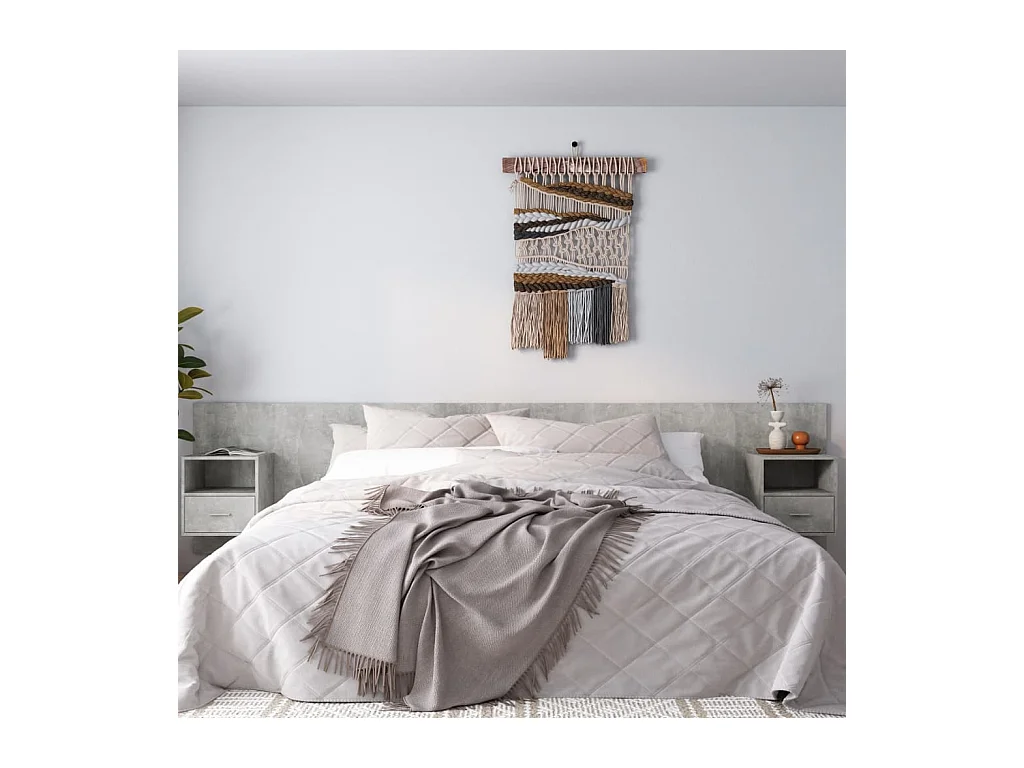 Tête de lit avec armoires Gris béton Bois d'ingénierie