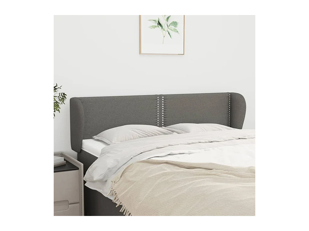 Tête de lit avec oreilles Gris foncé 147x23x78/88 cm Tissu