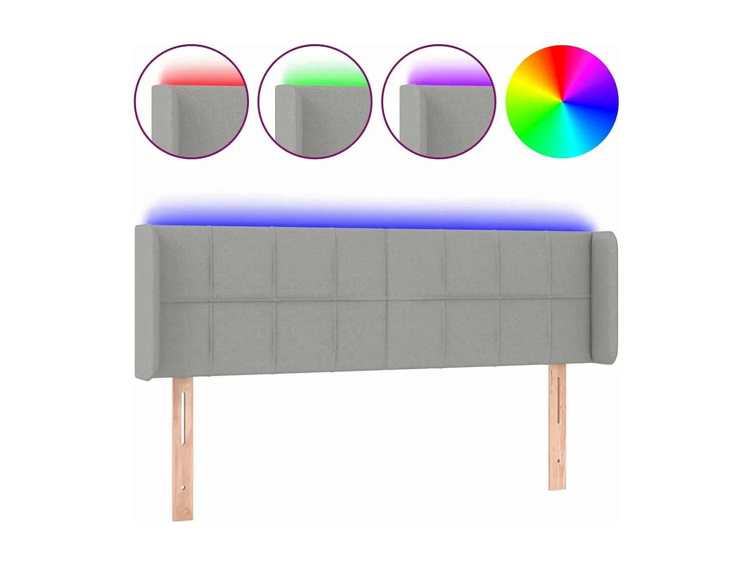 Tête de lit à LED Gris clair 147x16x78/88 cm Tissu