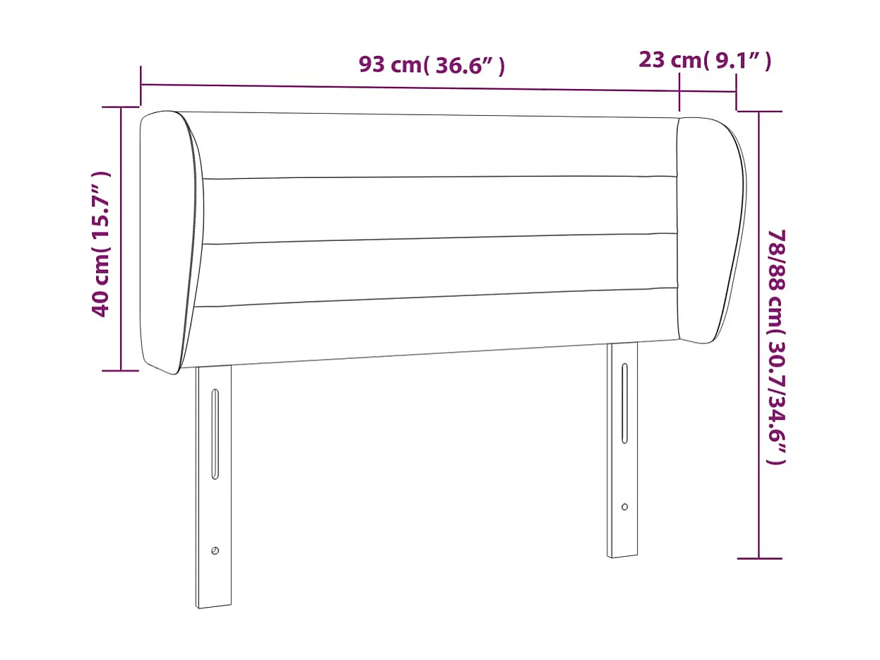 Cabecero de tela negro 93x23x78/88 cm