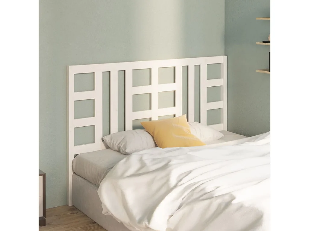 Tête de lit Blanc 126x4x100 cm Bois massif de pin