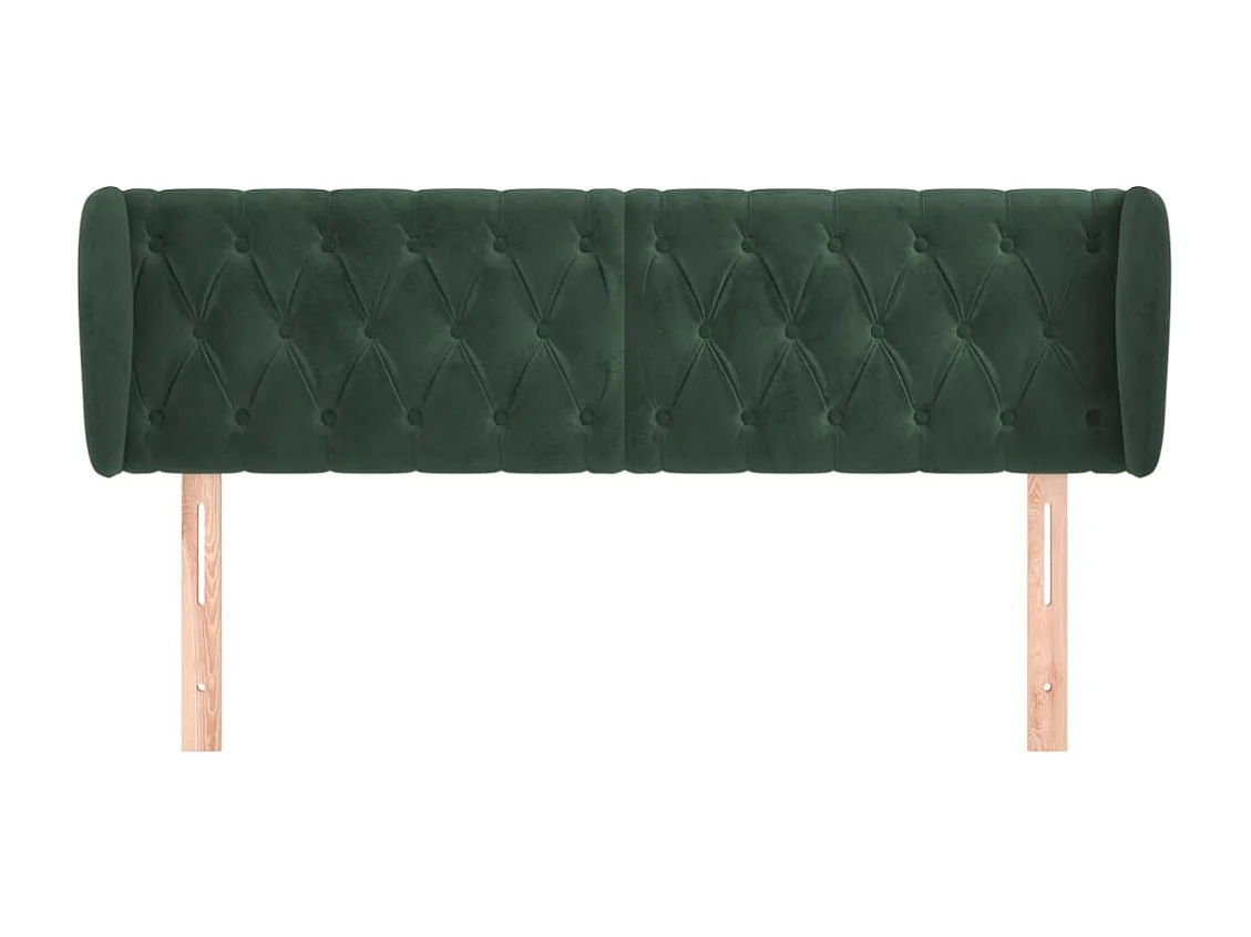 Cabeceira de cama c/ abas veludo 163x23x78/88cm verde-escuro