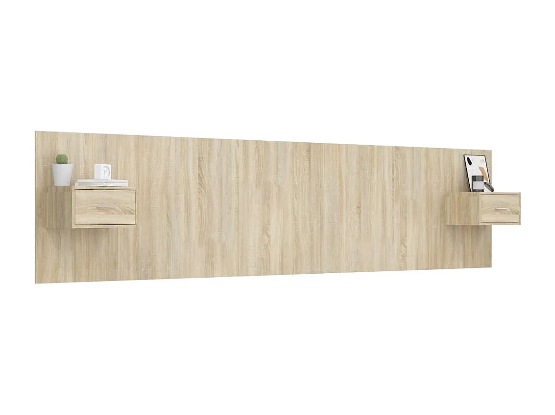 Hoofdbord met kastjes bewerkt hout sonoma eikenkleurig