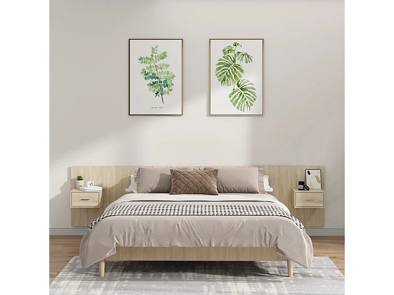 Hoofdbord met kastjes bewerkt hout sonoma eikenkleurig