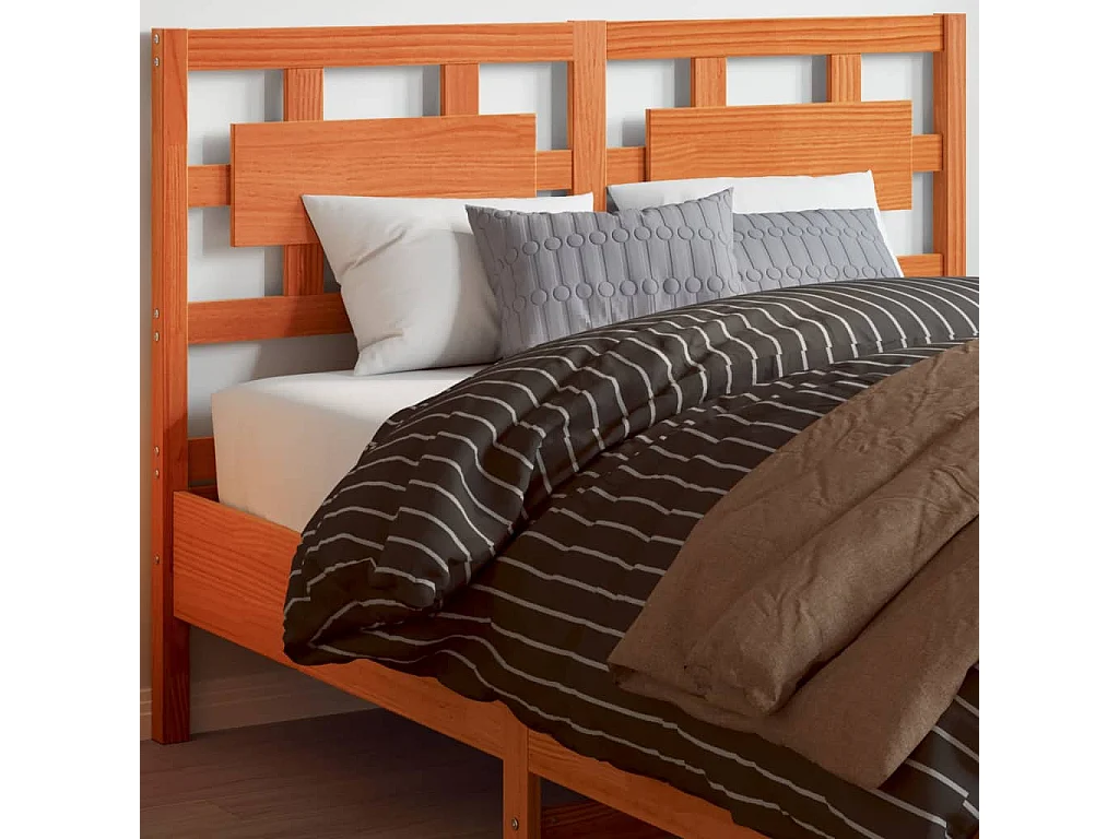Cabecero de cama madera maciza de pino marrón cera 135 cm