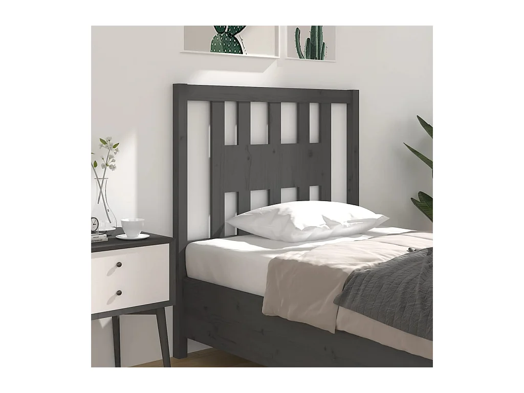 Tête de lit Gris 81x4x100 cm Bois massif de pin