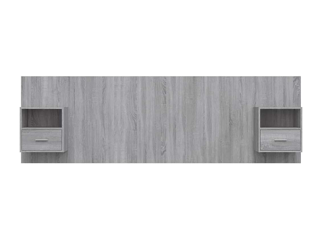 Cabeceira cama + armários madeira processada sonoma cinzento