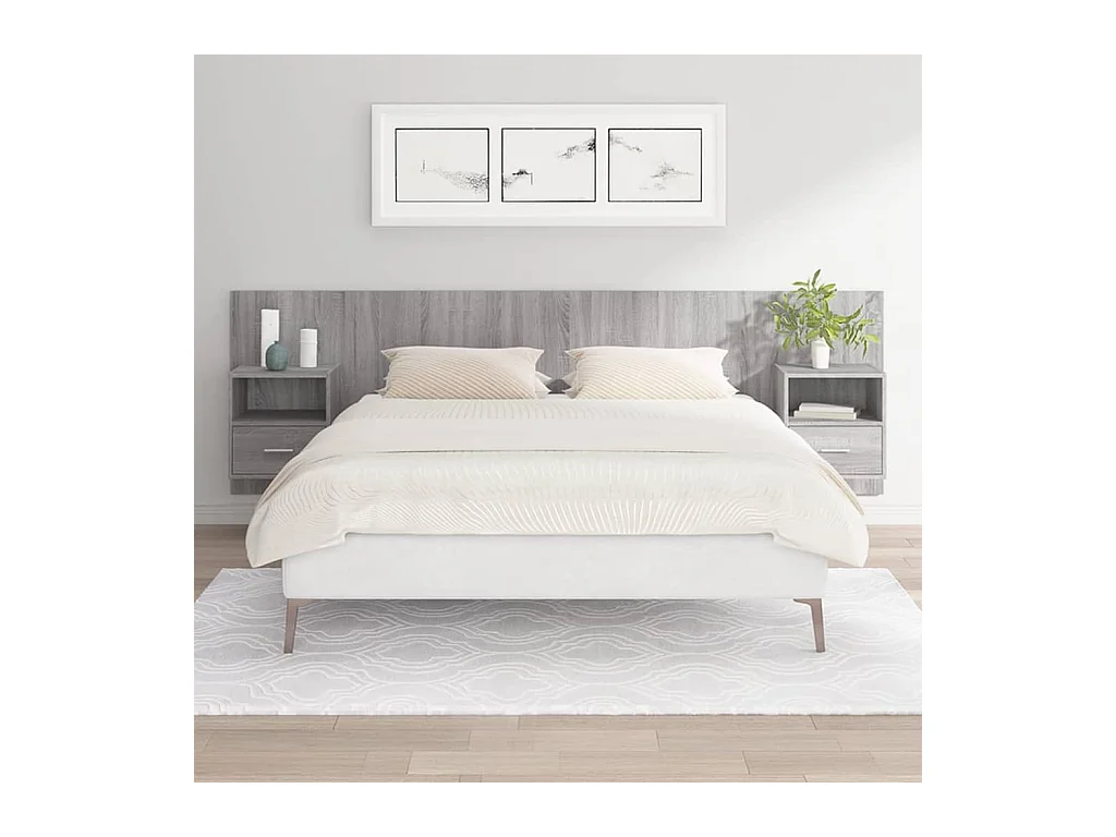 Tête de lit avec armoires Gris sonoma Bois d'ingénierie
