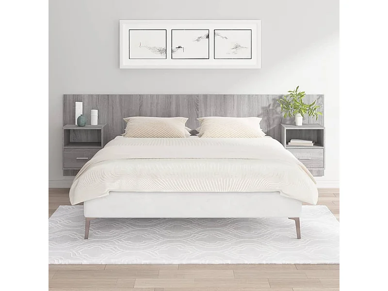 Tête de lit avec armoires Gris sonoma Bois d'ingénierie