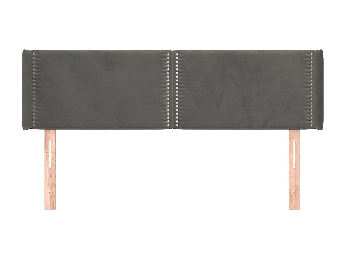 Cabeceira de cama c/ abas veludo 147x16x78/88cm cinzento-escuro