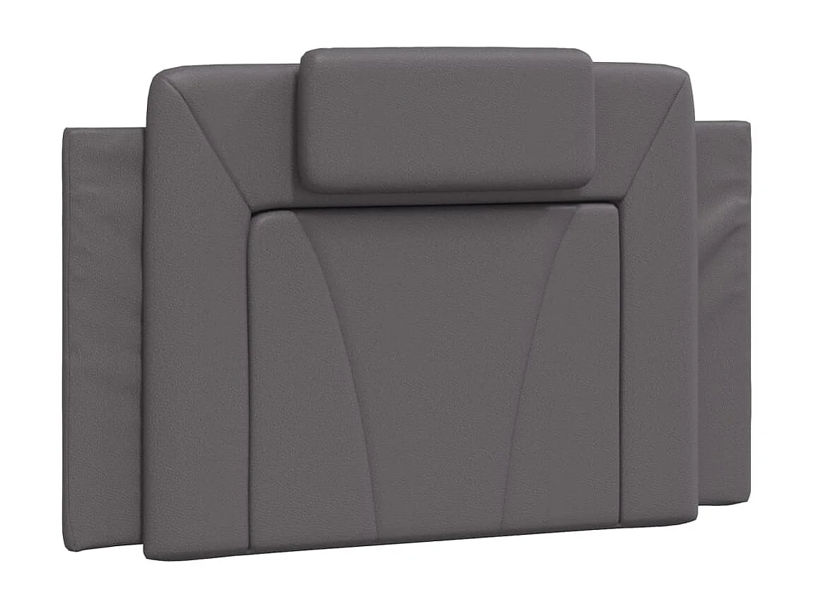 Cabecero de cama acolchado cuero sintético gris 80 cm