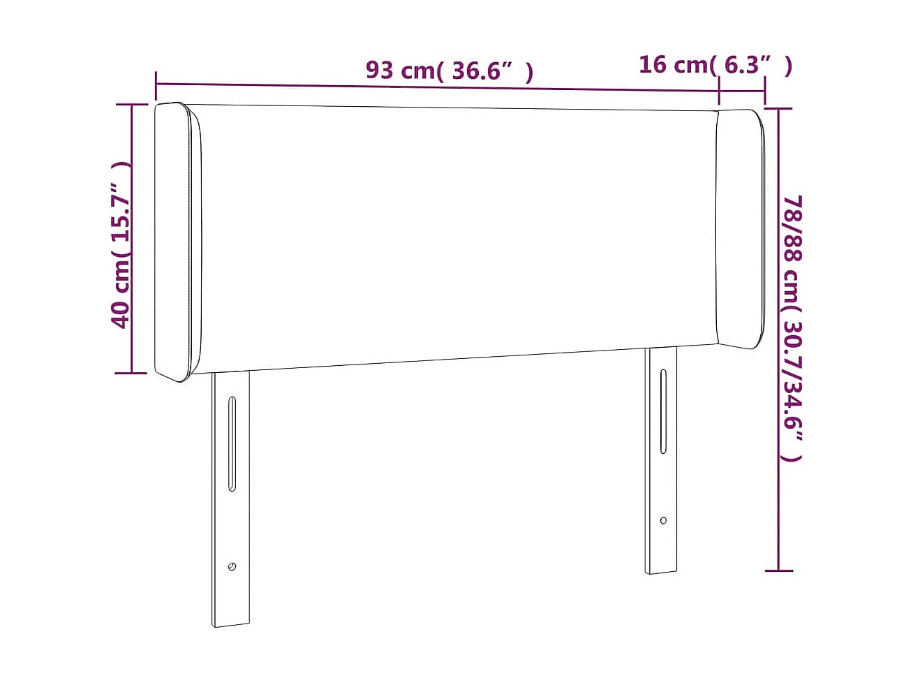 Cabeceira de cama c/ abas tecido 93x16x78/88 cm cinzento-claro