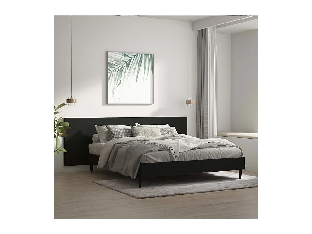 Tête de lit murale Noir 240x1,5x80 cm Bois d'ingénierie